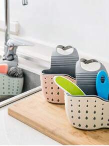 1 件装水槽悬挂式沥水篮，配有硅胶储物盒、可调节肩带沥水架、海绵架、水龙头挂篮、厨房储物袋，非常适合在厨房存放海绵和抹布 - 彩色 - 查看 6