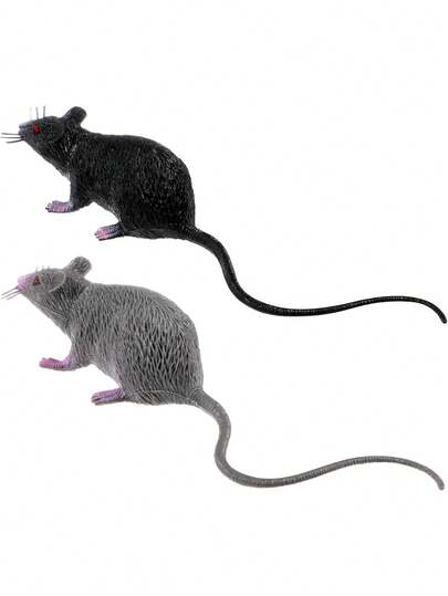 1 pieza Rata de plástico realista de Halloween, ratón de terror de Halloween, decoración de ratas de Halloween realistas, artículos de broma terribles para el Día de los Inocentes, suministros para fiestas de bromas de Halloween