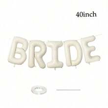 kumozawa 5/6/15个40英寸（约101.6厘米）香槟色新娘气球，适用于新娘送礼会；奶油白色缎面新娘涤纶铝箔气球横幅字母；新娘气球横幅，适用于婚礼、订婚、新娘派对装饰 - 乳白 - 查看 8