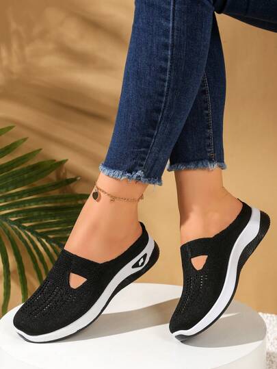 2025 New Women's Breathable Mesh Slip-On Mules, Breathable Hollow-Out Design, Slip-On Slouchy Shoes, Comfortable Casual Versatile