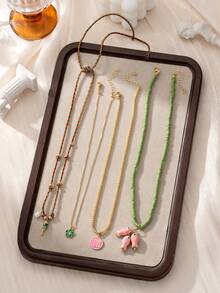 4 件波西米亚鱼、花、爱心吊坠多层项链套装，彩色编织绳项链适合女性节日派对佩戴 - 彩色 - 查看 4