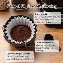Premium 100-Count Coffee Filters 8-12 Cup Capacity - Oxygen Bleached Flat Bottom Paper For Optimal Drip Brewing, Fast Flow Design Fits Most Standard Coffee Makers, Unbleached Natural White Filters For Rich Flavor Extraction - 100 計數 - 查看 3