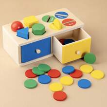 蒙特梭利几何形状分类盒、颜色识别教育认知匹配玩具、硬币收集学龄前学习工具