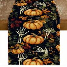 1 Colorful Pumpkin And Other Holiday Element Pattern Table Flag, Made Of 72 Inch Knitted Polyester Fiber, Suitable For Holiday Gathering Tables, Home Kitchen Decoration, And Gifts. - Multicolor - View 23