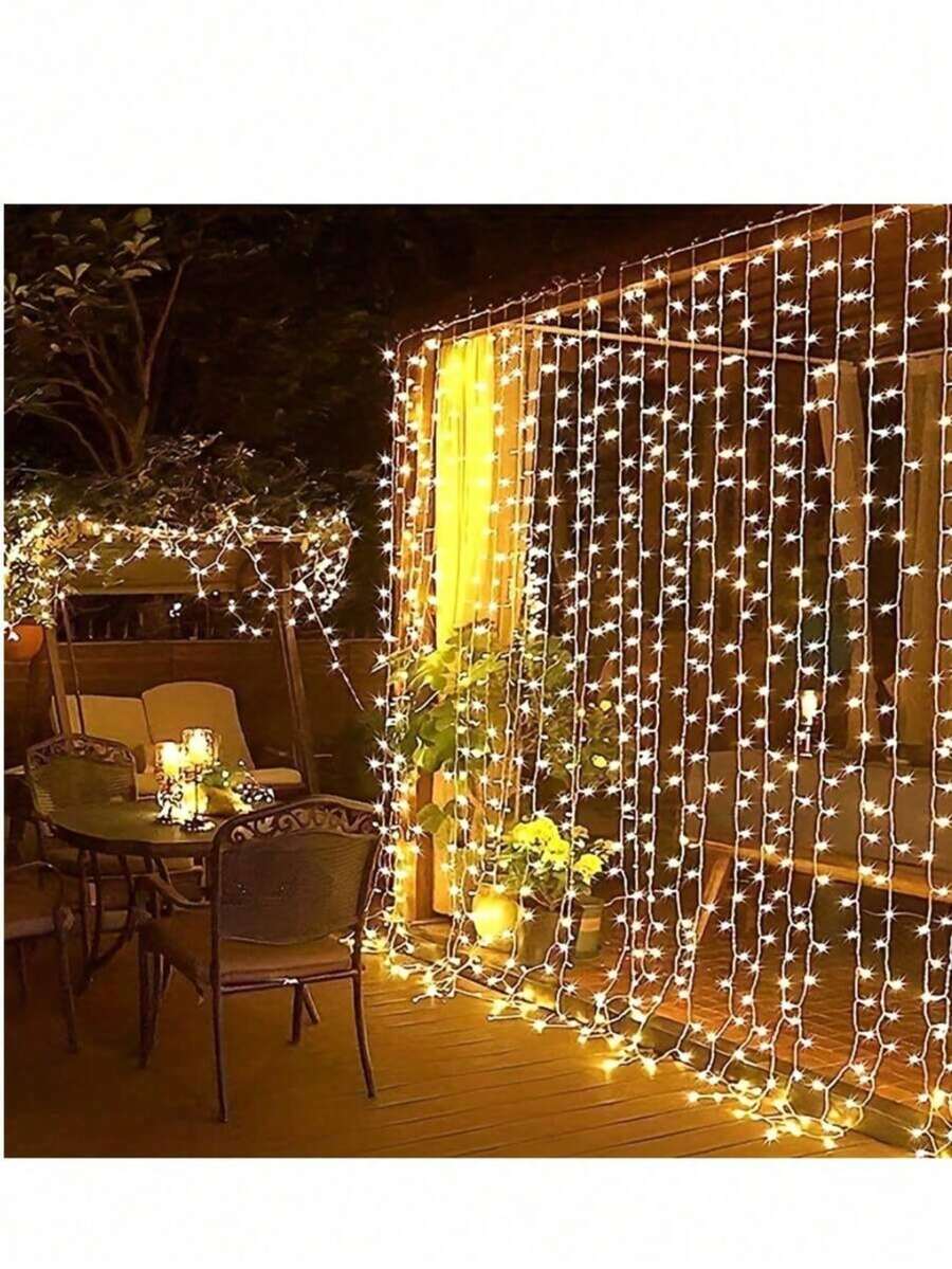Cortinas 3x3 Mts Decorativas Serie De Luces De 300 Led Con 8 Modos Control Usb Iluminacion Ambiental Dormitorio Sala Christmas navidad navideño cortina decorativa luces led control usb habitación salón iluminación navidad ambiental Christmas cortinas especiales led modernas - Amarillo Mostaza - Ver 1