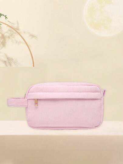 Customized Women's Clutch Bag, Handle, Multi-Colored Corduroy Cosmetic Bag; Personalized Colored Yarn Name Pen Case, Mini Portable Storage Bag With Large Capacity; Suitable For Back-To-School, Toiletry Bag