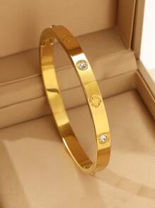 3 قطع / 1 قطعة سوار مطلي بالذهب الأصفر عيار 18 قيراط من الفولاذ المقاوم للصدأ على شكل رباعي ورقة البرسيم، مناسب للحفلات والاستخدام اليومي للنساء، بأسلوب أوروبي وأمريكي، شخصي، سخي، سوار فاخر مرصع بالزركونيا المكعبة، طقم مجوهرات زفاف، هدية للبنات والنساء والأقارب والأصدقاء، للزفاف والعيد والعيد الحب