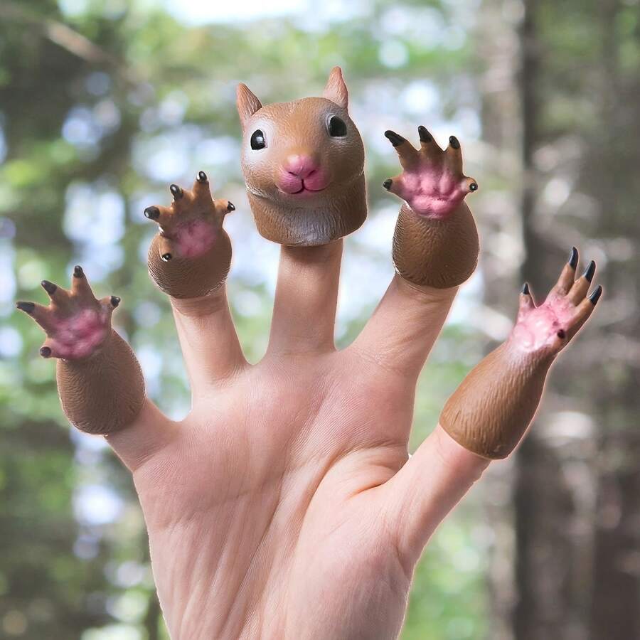Cute Squirrel Finger Toys, Hand Puppet, Novelty Animal Tiny Doll Props, Plaything, Gift Birthday Party, Cosplay Performance - Brown - View 1