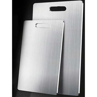 OBOVAY 1 chiếc thớt thép không gỉ kháng khuẩn, thớt hai mặt, thích hợp cho nhà bếp gia đình.