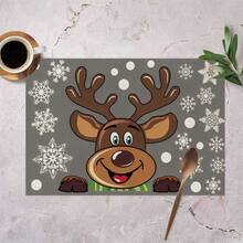 4/6 piezas de manteles individuales con temática navideña, hechos de colores vibrantes y patrones de animales, manteles individuales resistentes al calor y antideslizantes para reuniones en el hogar, comidas en interiores, cocina, fiestas, campamentos, decoración de mesa festiva