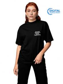 T-Shirt Oversized Shirt Make Money Not Friends Streetwear Premium Summer Winter T-Shirt - 黑色_3147 - 查看 5