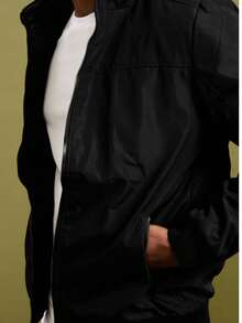 Men's Traditional High Collar Bomber Jacket With Cutouts - 黑色 - 查看 5