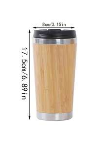 Custom Bamboo Mug, Fit Car Cup Holder Coffee Mug, Personalized Bamboo Insulated Travel Tumbler, Bamboo Stainless Steel Cup