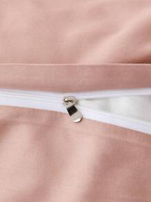 2/3 件套 100% 纯棉浅粉色双面被套套装（1 个被套和 1/2 个枕套），透气面料，适合所有季节，双色设计，适用于卧室、客房、婚礼、情人节、宿舍、学校和其他场合。