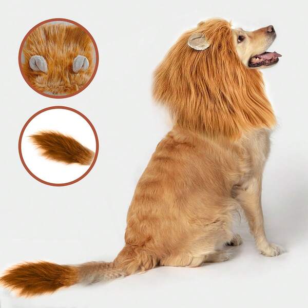 Pet Transformations Spooky Dog With Ears Lion Wig Hat Pet Lion Headcover Pet Halloween Decoration Lion Headcover Pet Supplies Cat Headcover Dog Headcover Dog Halloween Accessories