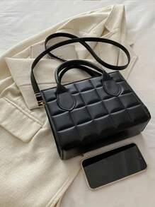 1 pieza Bolso con textura de moda, con relieve en forma de rombo, para uso diario