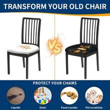 1/4/6/40 Stücke Halloween-Thema Kleine Katze im Hexenkostüm bedruckte abnehmbare Vollbezug Stretch Milchfaser Stoffstuhlbezüge, Restaurantstuhlbezüge - Quadratische Sitzkissen Bezüge für Restaurant, Küche, Esszimmer, Hotel Sitzbezüge, abnehmbare weiche Kissen Stuhlbezüge