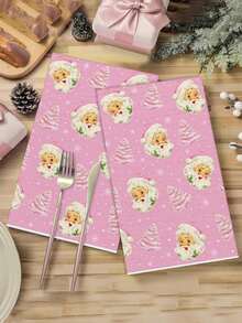 40*60cm Weihnachts-Geschirrtuch, süßes Weihnachtsmann-Muster dekoratives Handtuch, saugfähiges Reinigungstuch für Weihnachtsküche & Bad, Doppelnutzen Feiertags-Dekorationstuch - Verschiedenfarbig - Übersicht 4