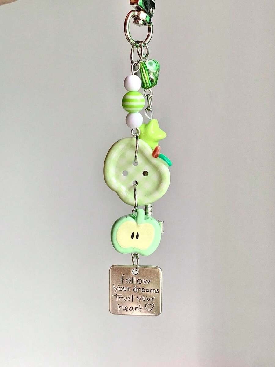 1 件女式新款可爱青苹果钥匙扣少女个性可爱水果吊饰手机/包包挂件汽车配件女士包包钥匙扣 - 彩色 - 查看 1