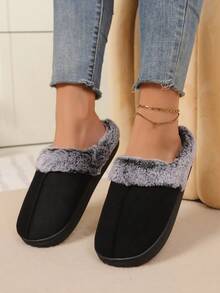 Couples Warm Slippers, Women's Thick Bottom Indoor Plush Slippers, Casual Solid Color Warm Slippers