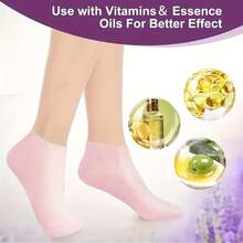1/2 pares de set de hidratación y alivio para manos y pies de silicona, hidratación intensiva, calcetines reutilizables de aloe vera, calcetines de spa para toda la noche, calcetines de gel antideslizante para talones, adecuados para mujeres y hombres con piel seca, pies ásperos, cuidado de pies en casa, se usa con sus lociones y cremas favoritas - Multicolor - Ver 3