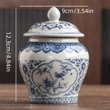 1 Tarro de almacenamiento de porcelana azul y blanco vintage con capacidad de agua de 500ml/1000ml, con lata de té sellada de cerámica de color esmaltado, adecuado para cajas de te, decoraciones de escritorio, frascos de almacenaje para el hogar, accesorios de t - Multicolor - Ver 18