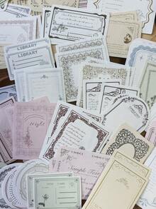 100pcs Vintage Frame English Tag Labels DIY Decorative Notebook Writing Memo Notes, Scrapbooking Supplies - Multicolor - View 8