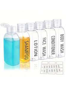 TSA认证防漏旅行瓶，3.4盎司透明PET塑料翻盖瓶 - 可重复灌装洗发水、护发素、沐浴露及其他洗漱用品 - 便携旅行必备 | 防漏 | PET塑料瓶，旅行洗漱用品，返校季，旅行必备，假日必备 - 彩色 - 查看 13