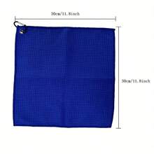 1pc 11.81" X 11.81" Waffle Plaid Golf Towel With Hanging Hook, Golf Club Cleaning Towel