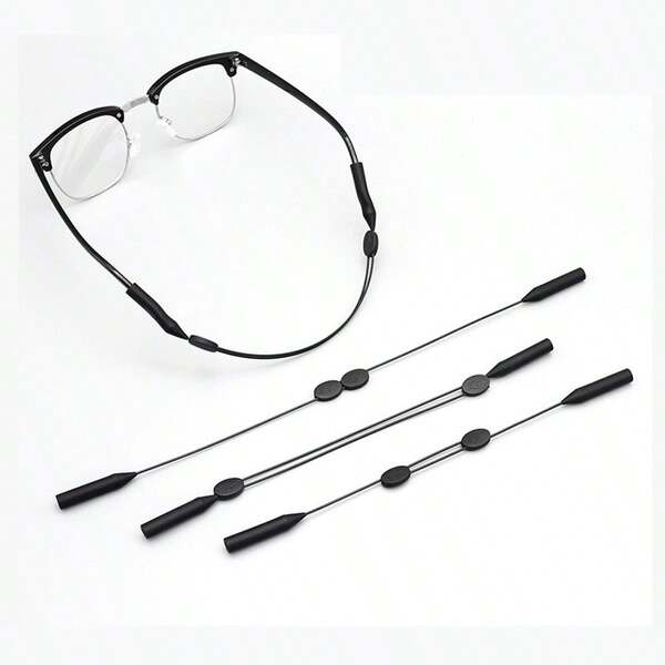 2pcs Adjustable Eyeglass Strap: Silicone Anti-Slip Eyeglasses Holder, Stretchable Range 9 Inches To 13.7 Inches, Suitable For Men And Women, Black