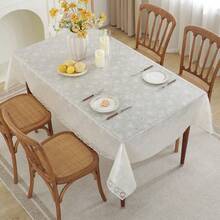 Heavy Duty Vinyl Tablecloth, Waterproof Oil-Resistant Plastic Tablecloth, Wipe Clean PVC Tablecloth, Suitable For Indoor And Outdoor Use, Rectangular - A-12 Pure White Flower - View 12