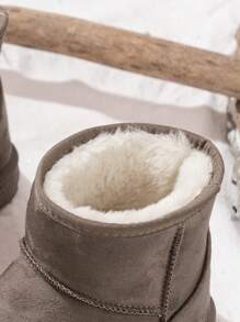 青少年雪地靴、男女靴、秋冬靴、羊毛内衬短靴、适合日常及户外穿着的冬季鞋（照片与实物可能存在轻微色差，属正常现象） - 卡其色 - 查看 4