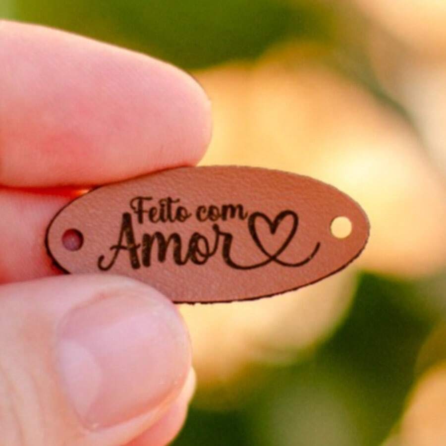 Made With Love Label - Synthetic Leather Labels - With The Phrase: Made With Love - Lạc đà - Xem 1
