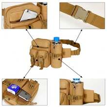 Multifunctional Waist Bag Shoulder Belt Bottle Holder - 黑與白 - 查看 5