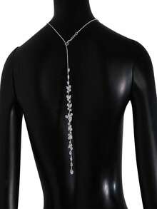 1pc Minimalist Rhinestone Decor Backless Back Chain Tassel Necklace For Women - Gold - View 5