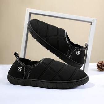 Zapatillas de casa de tela de estilo básico de unicolor - Abraza el acogedor otoño e invierno con un toque de elegancia