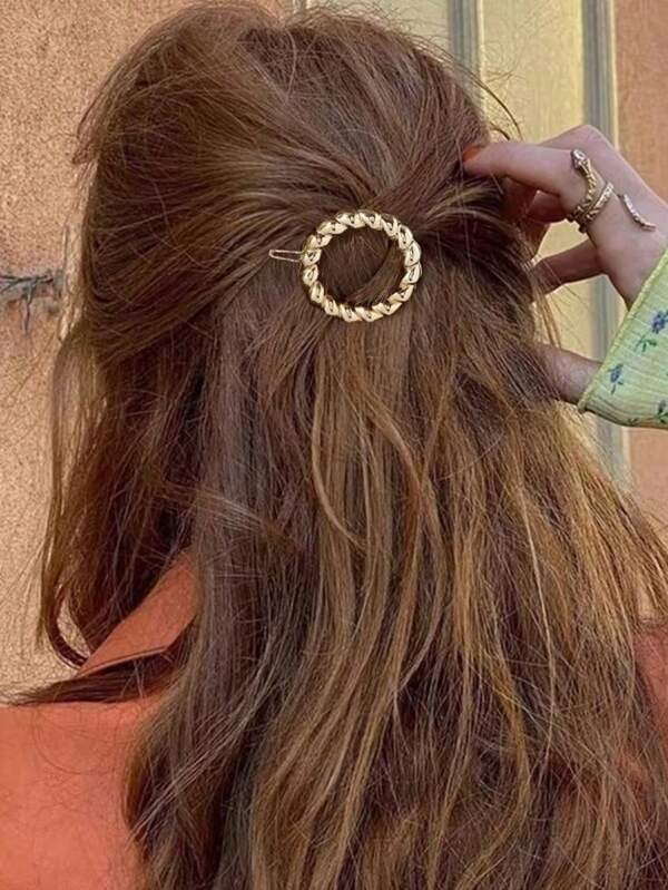 مشبك شعر دائري من سبيكة الزنك بنمط مضفر أنيق، مشابك شعر، مشابك شعر، مشابك للشعر، مشبك شعر، مشابك شعر