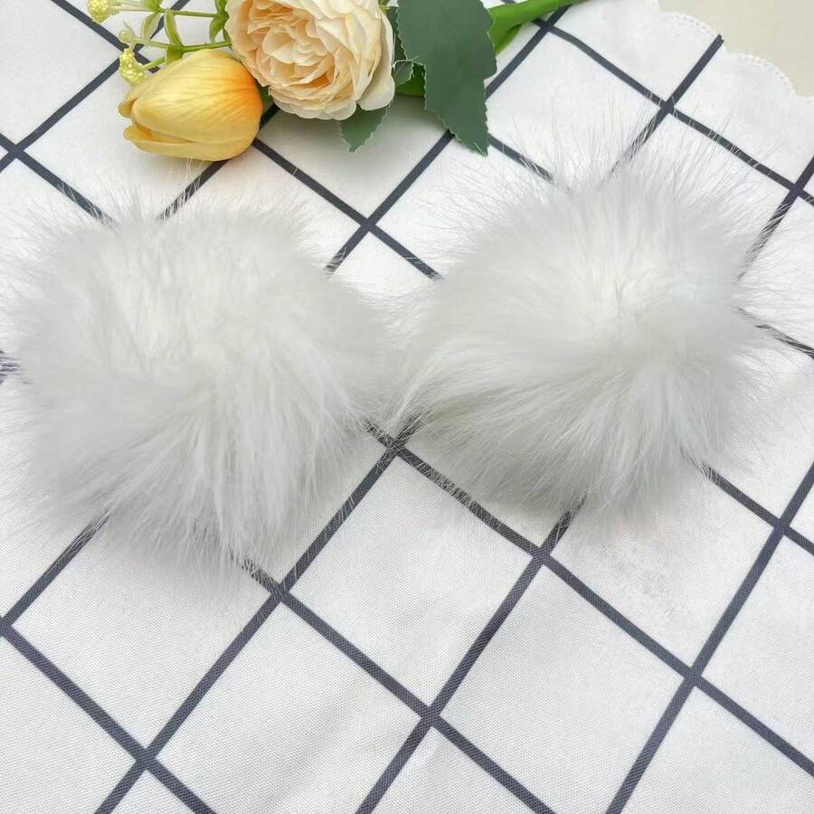 2 Stücke 10cm Kunstfell Bommel mit Gummischlaufe, DIY Accessoires für Mützen, Schlüsselanhänger, Schals, Handschuhe, Taschen - Verschiedenfarbig - Übersicht 1