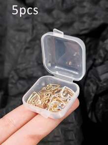 100/5pcs Transparent Jewelry Storage Box, Earplug Storage Box, Plastic Mini Storage Box, Portable Jewelry Box, Flip Cover Packaging Storage Box, Suitable For Small Items Storage, Portable Jewelry Storage Box