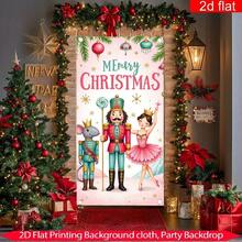 1pc New Year Merry Christmas Photo Backdrop, Featuring Cute Mouse Soldier & Ballerina, Holiday Party Curtain Decor, Winter Celebration Banner, Anniversary Doorway Painting, Photo Booth Prop, New Year Christmas Decoration