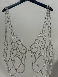 DEKUNER 1 件 2025 年新款女孩白金珍珠吊带背心上衣甜美性感女孩时尚珍珠短款上衣 - 銀色229 - 查看 3