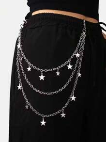 Acessórios europeus e americanos Halloween, estilo punk, personalidade de metal, calças de teia de aranha de três camadas corrente