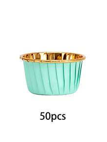 50 peças/100 peças Copo de Papel Mafen, Ferramenta de Cozimento de Cupcake de Papel, Suporte de Papel para Bolo com Borda Ondulada Dourada, Copo de Papel Antigordurado Colorido para Cozimento, Filme de Cozimento, Copo de Papel para Bolo com Boca Ondulada Dourada, Forma de Papel Alumínio Descartável para Cupcake, Bandeja Descartável de Cozimento de Cupcake de Papel
