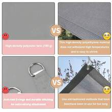 遮阳帆，户外花园遮蔽 95% 紫外线遮蔽遮阳篷，天井花园庭院后院露营泳池遮篷 - 灰色 - 查看 6