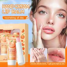 4PCS/Box Juicy Peach Set(Hand Cream And Lip Balm),Skin Care Kit,Lip Balm,Nourish And Moisturize Skin ,Body Care,Diminish Skin Lines,Brighten Skin,Skin Care,Hand Cream,Soothe And Lift Barbs,Moisturizer,Improve Dry And Rough,Smooth And Hydrated.
