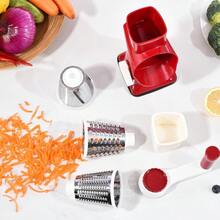 3-In-1 Rotary Food Processor - Manual Cheese Grater & Vegetable Slicer Set With Interchangeable Blades, Professional Grade For Kitchen/Restaurant, Effortless Shredding For Hard Cheese, Nuts, Chocolate Blocks - RedWhite - View 8