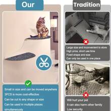 1片可定制自粘多色猫抓垫，适用于猫树、家具保护、沙发、台阶、地板、墙壁、地面保护，耐用猫抓垫，理想的猫家具保护垫，有深灰、浅灰、米色、咖啡色可选；可用于猫树、猫窝、地毯、互动猫玩具。