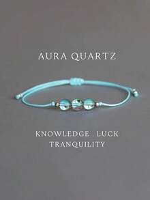 1 件天使光环石英手链形而上学水晶手链女士疗愈手链神秘礼物母亲节礼物绳状宝石手链 - 天藍色 - 查看 1