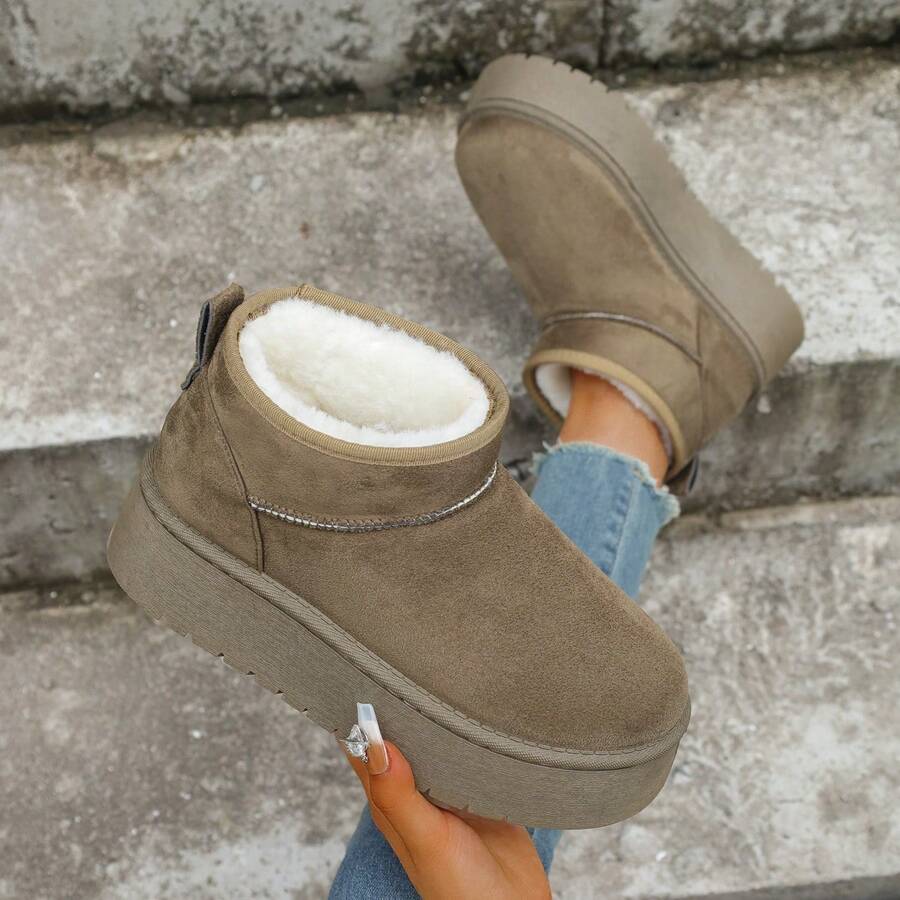 Sepatu Bot Salju Pendek Musim Dingin 2025, Aneka Warna, Tebal & Hangat, Sepatu Bot Anti Selip, Sepatu Bot Setinggi Mata Kaki, Sepatu Bot Hangat dengan Sol Tebal, Sepatu Bot Setinggi Mata Kaki, Sepatu Bot Bulu