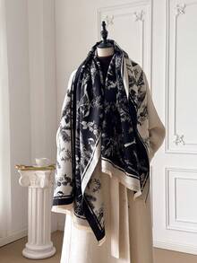 1 Stück eleganter Pflanzenmuster Jacquard Warm Schal, Boho-Stil, geeignet für klimatisierte Räume, vielseitiger Modeschal für Herbst/Winter Damen Winterschals für Kleider - Verschiedenfarbig - Übersicht 9